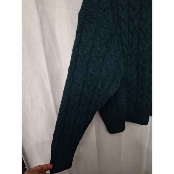 VTG Eddie Bauer Wool Cable Knit Fisherman Sweater Womens XL Crewneck Preppy 90s - Picture 5 of 8